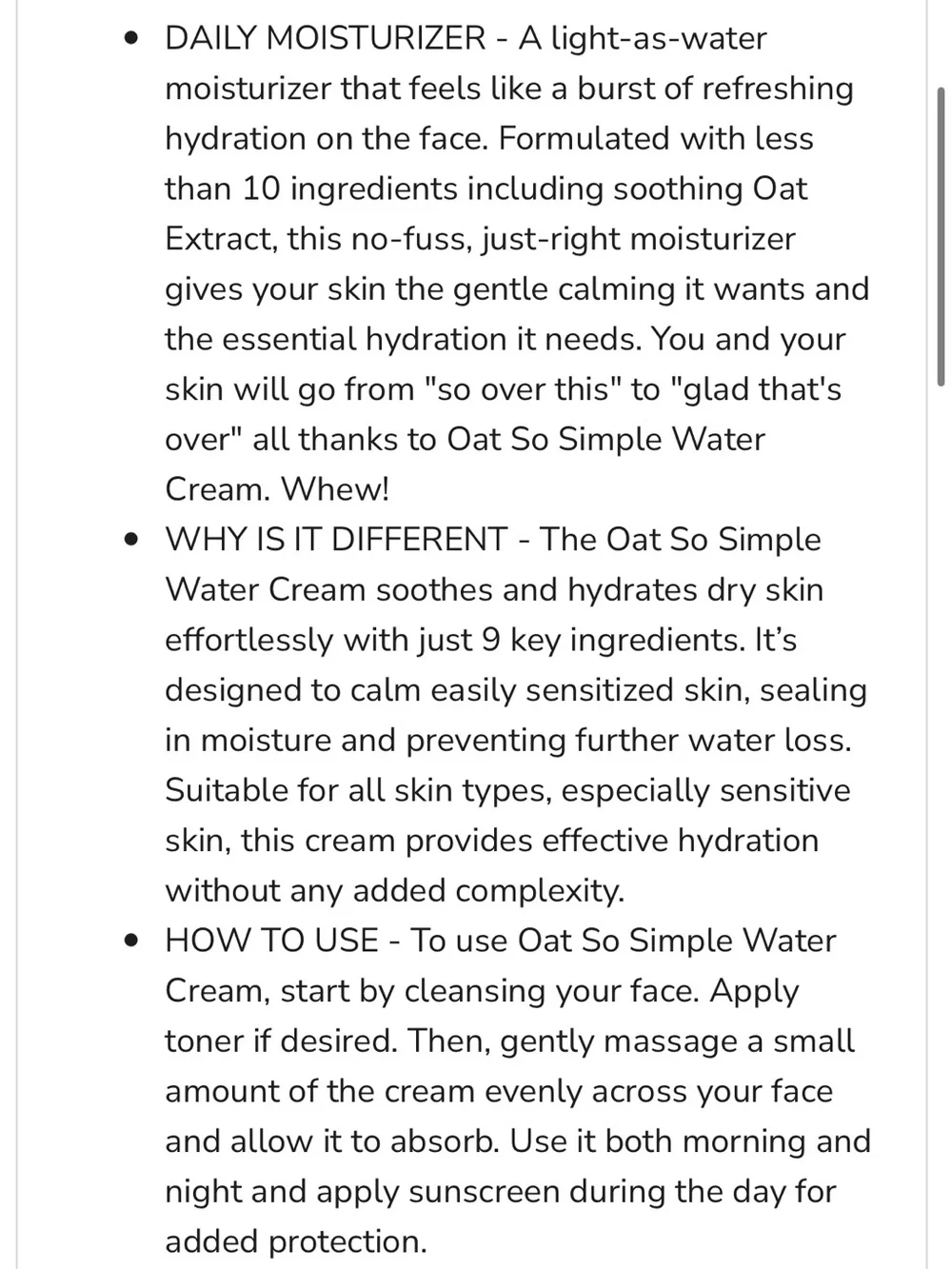 🌷 KraveBeauty Oat So Simple Water Cream Moisturizer New FullSz